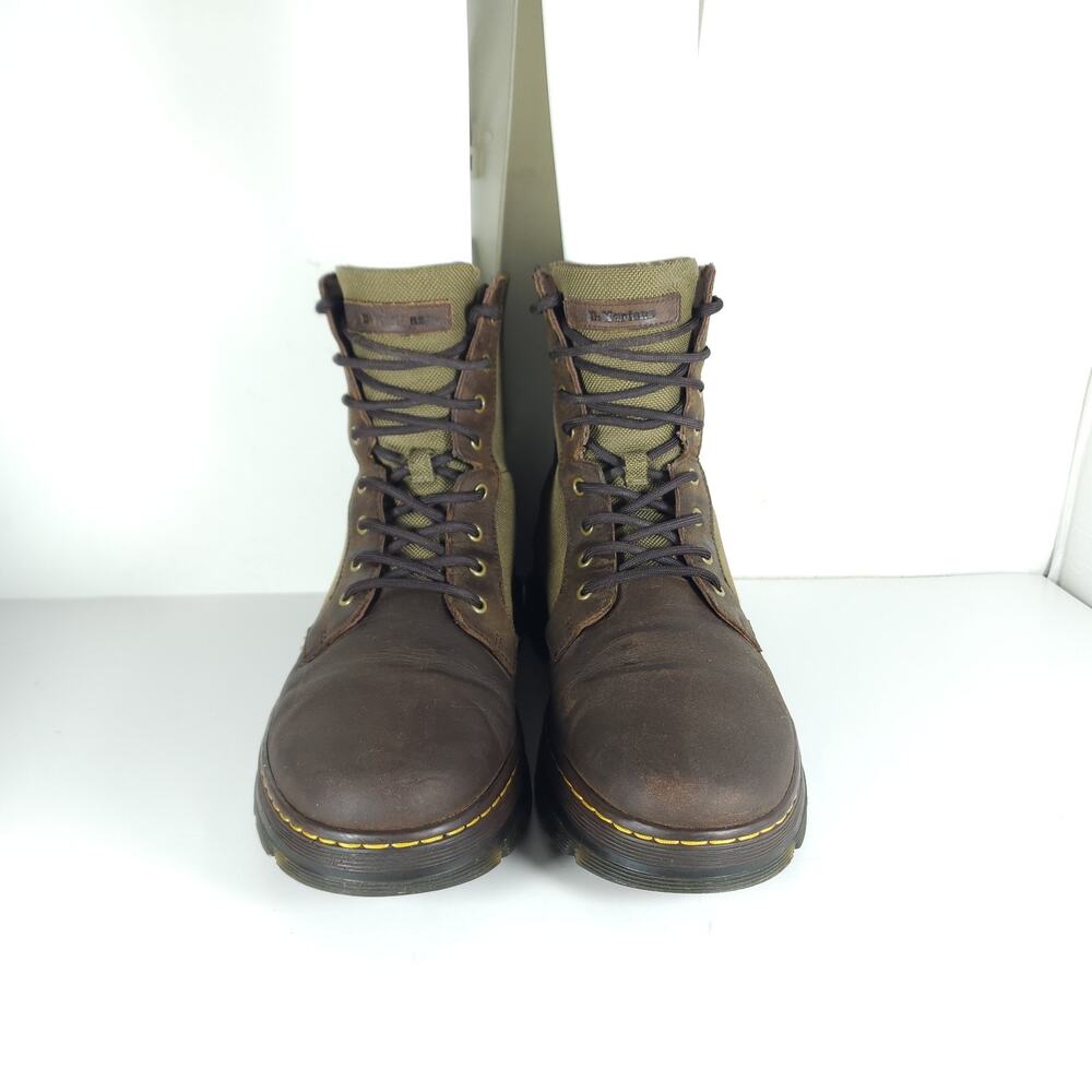 Dr. Martens Combs II Men's US11 Brown Leather Canvas Lace-Up Combat Boots - Picture 3 of 14